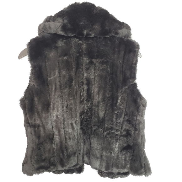 Alfani faux fur vest black ribbed panel collar - Picture 5 of 8